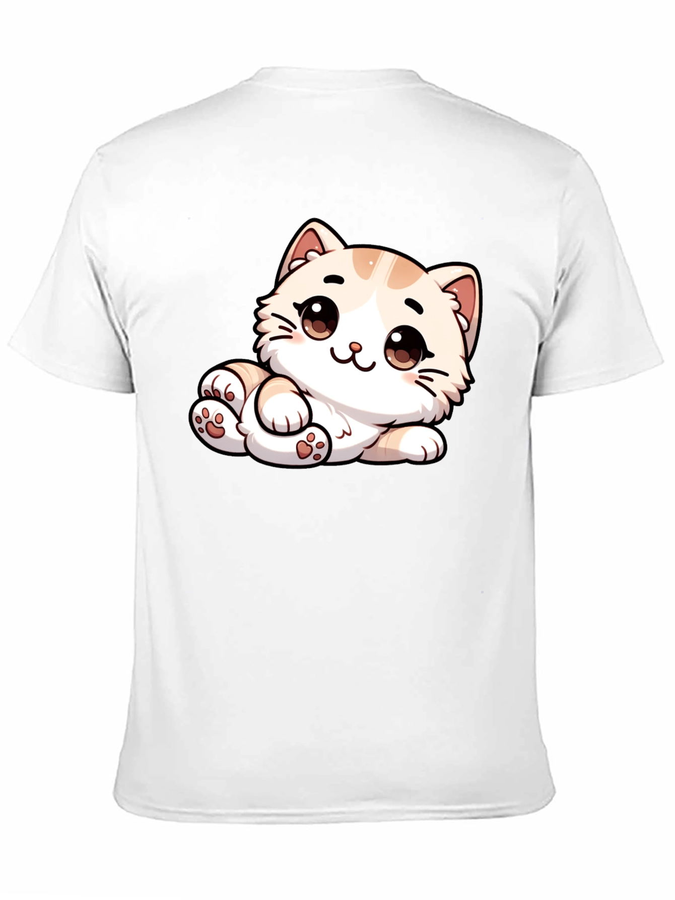 Cute Cartoon Cat Graphic Tee - Unisex Black T-Shirt