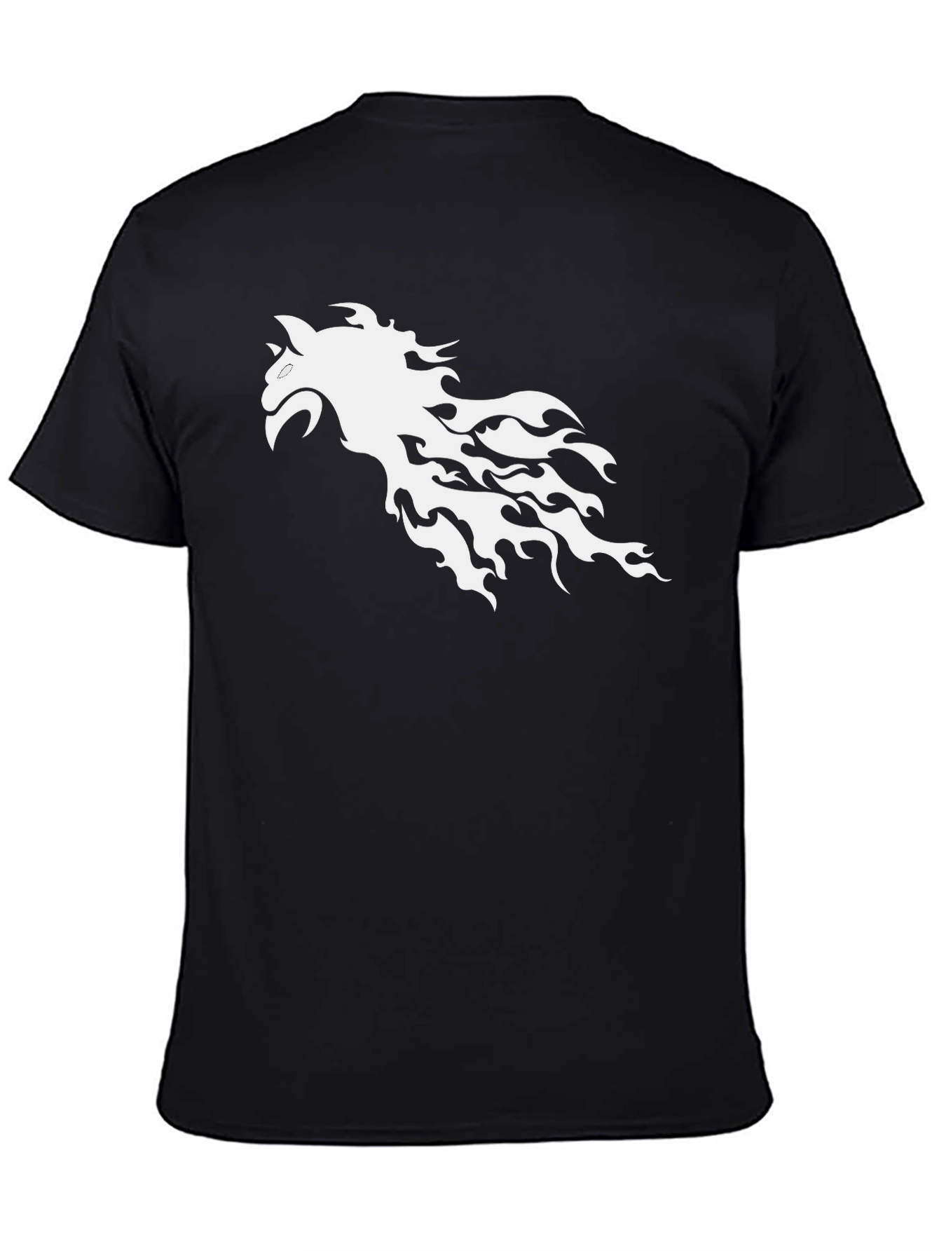 Flaming Horse Graphic Tee - Black Cotton T-Shirt