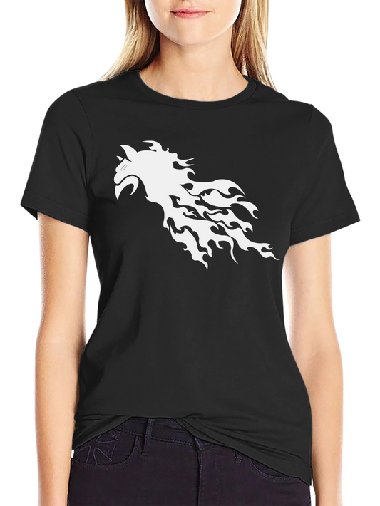 Flaming Horse Graphic Tee - Black Cotton T-Shirt