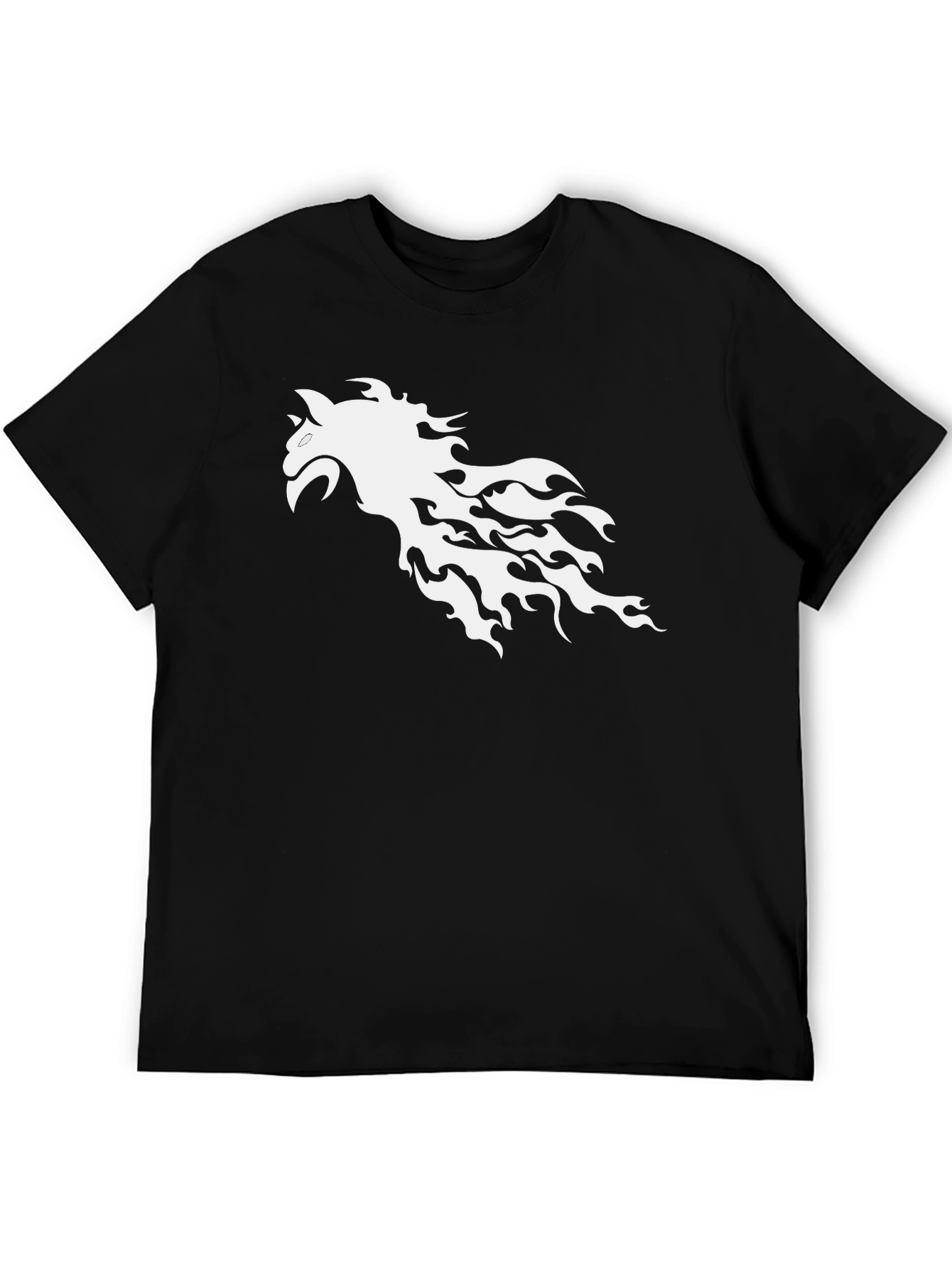 Flaming Horse Graphic Tee - Black Cotton T-Shirt