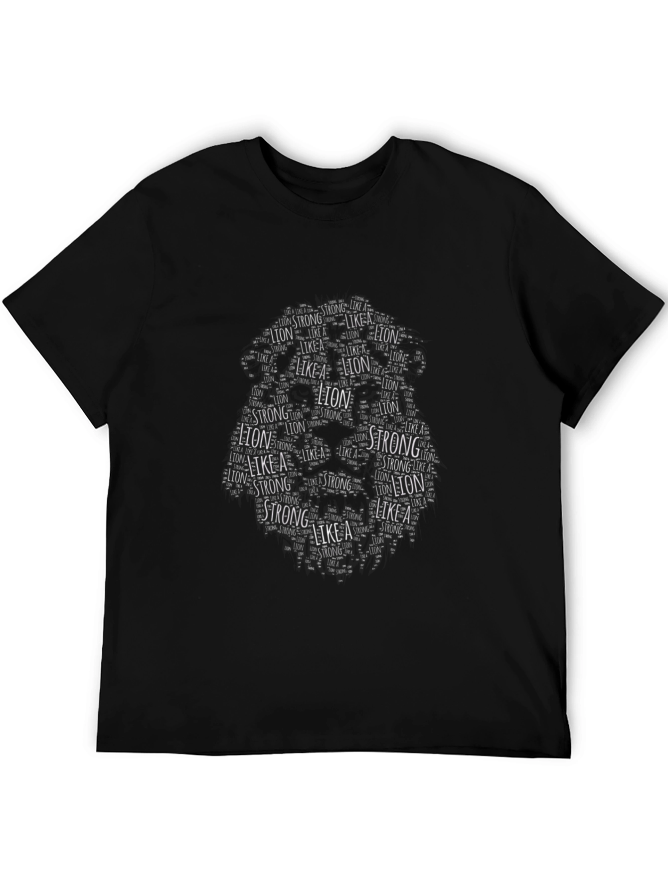 Lion Word Art Graphic Tee - Black