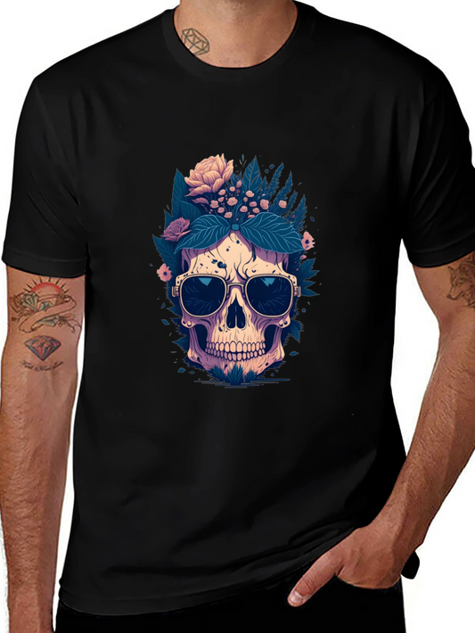 Floral Skull Graphic Tee - Cool & Edgy Style