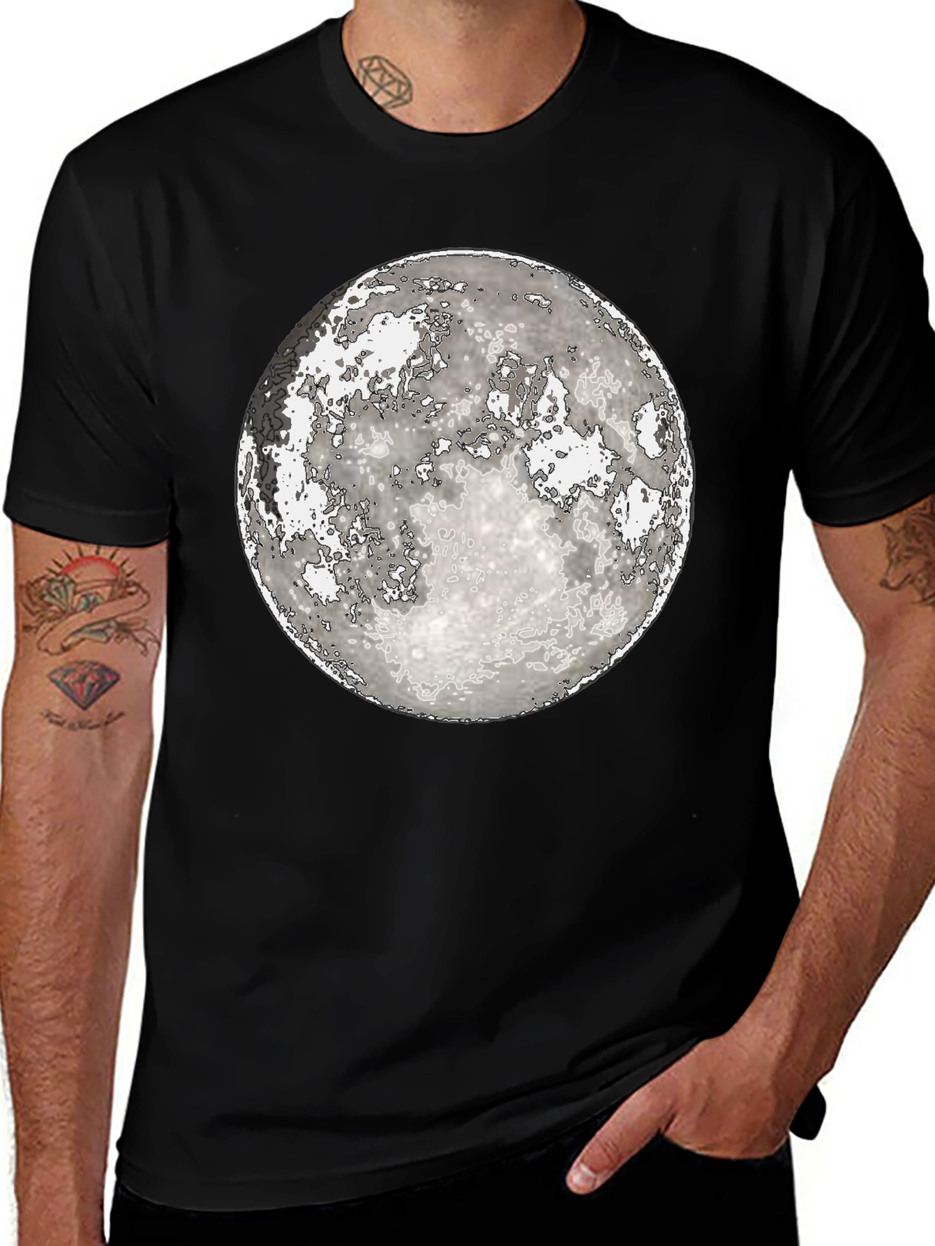 Moon Graphic Black T-Shirt