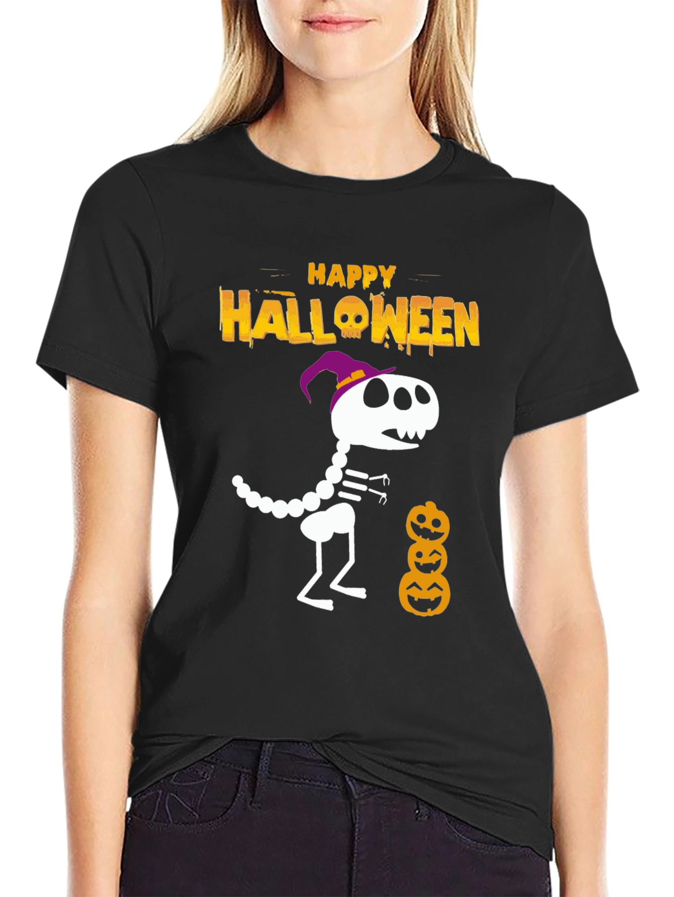 Halloween Dino Skeleton T-Shirt