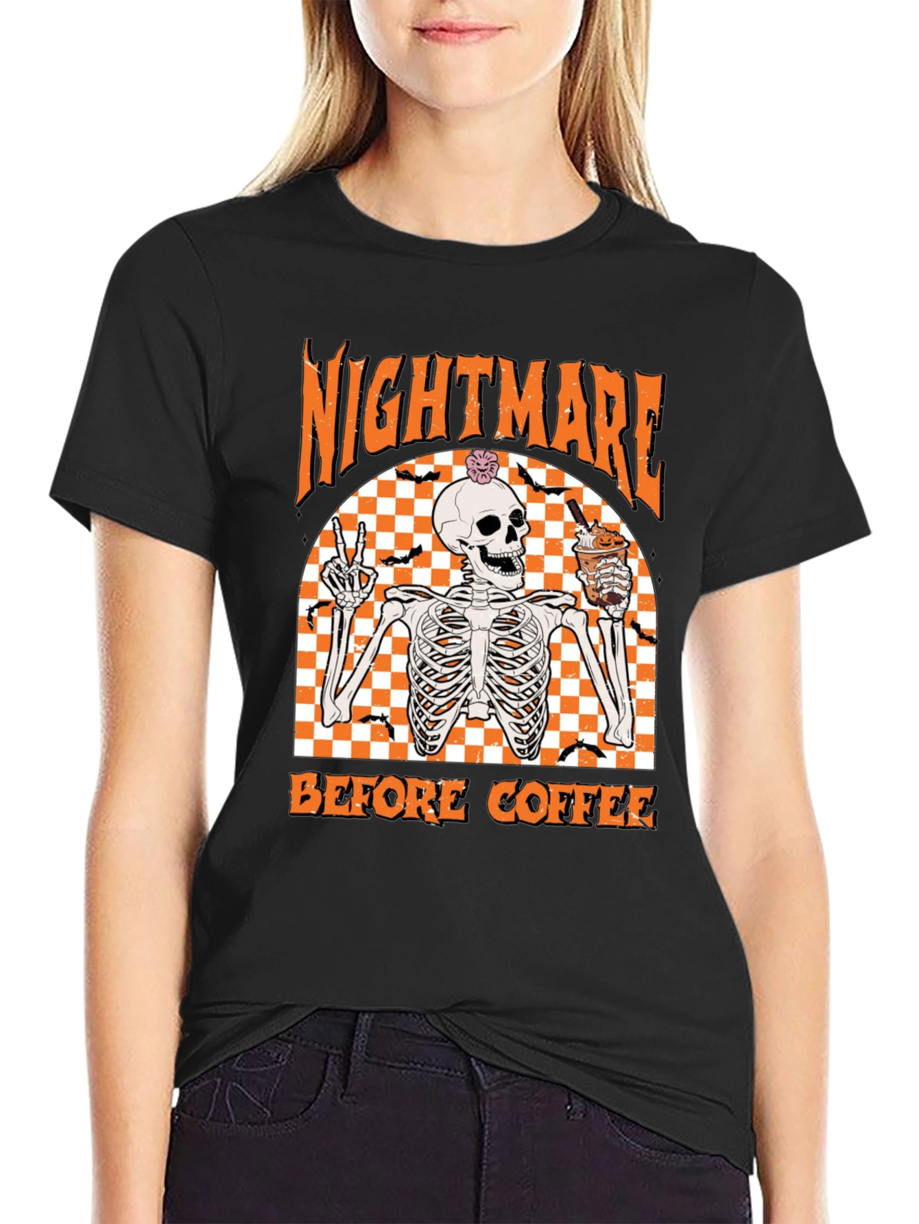 Nightmare Before Coffee Halloween Skeleton T-Shirt