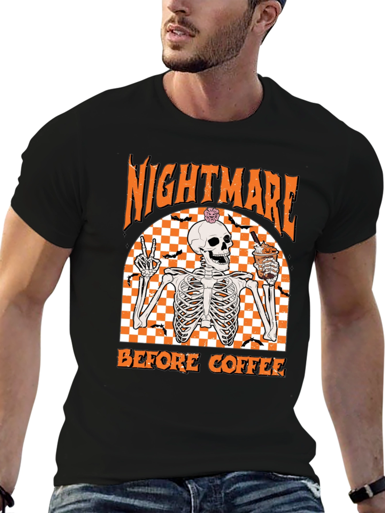 Nightmare Before Coffee Halloween Skeleton T-Shirt