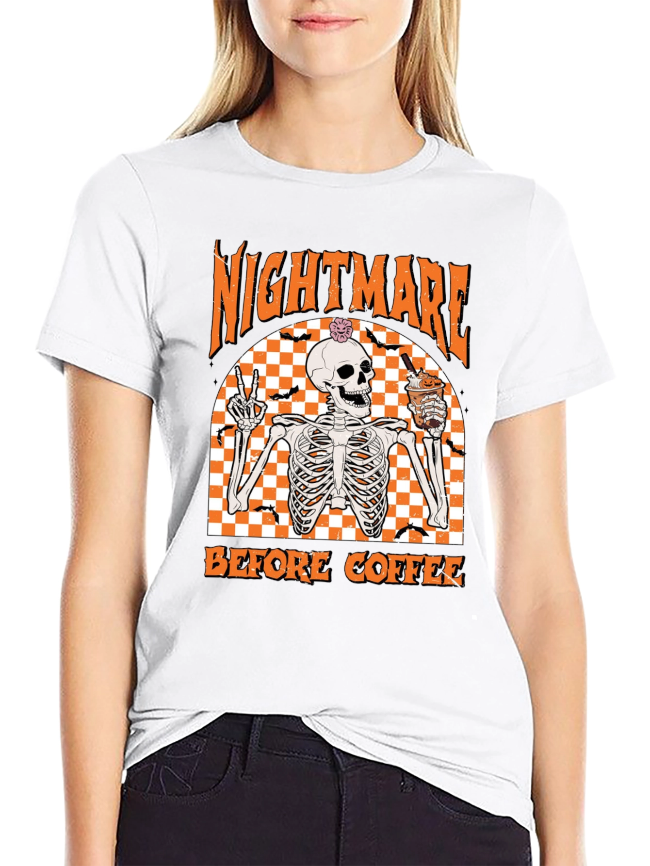 Nightmare Before Coffee Halloween Skeleton T-Shirt