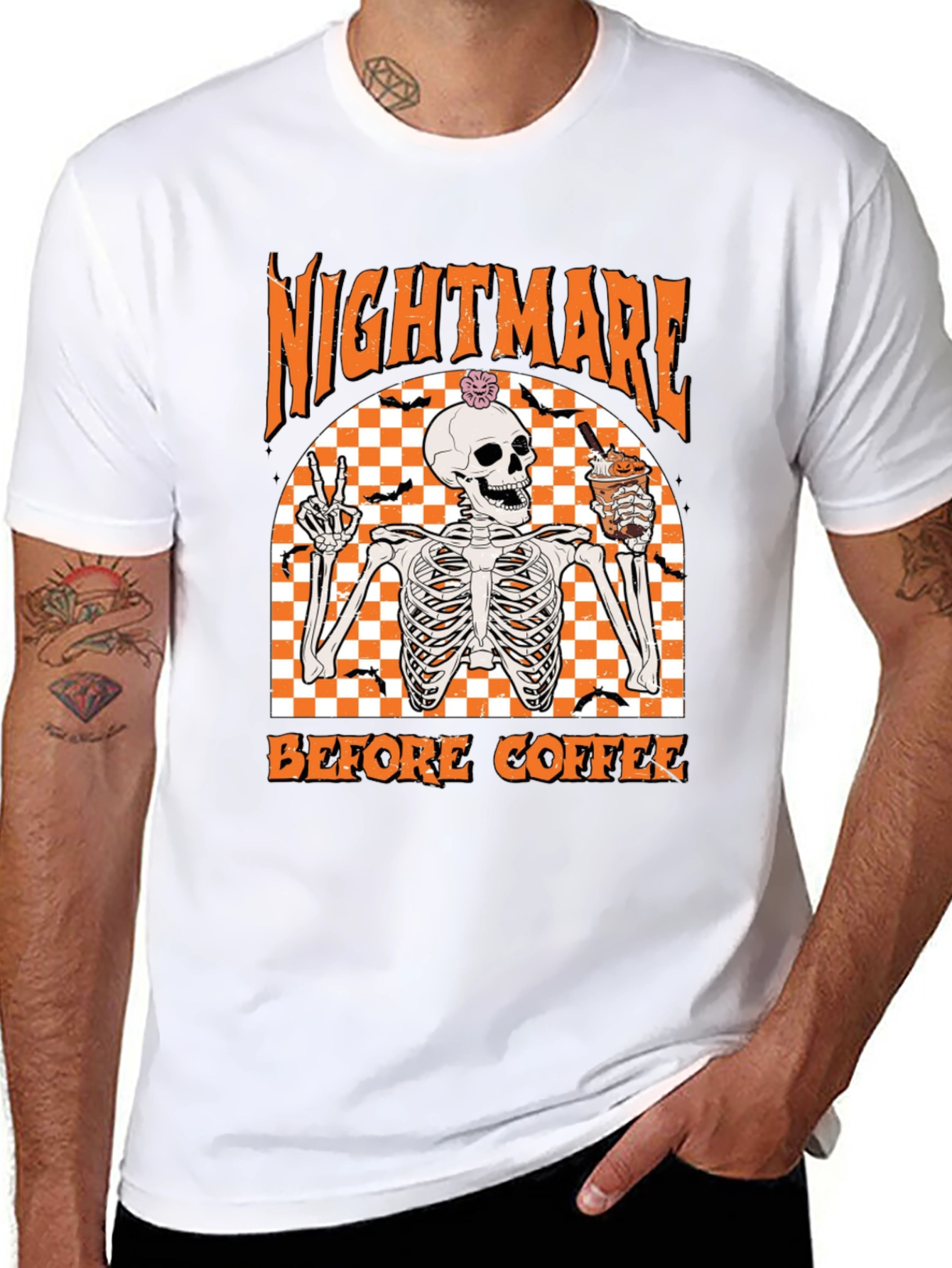 Nightmare Before Coffee Halloween Skeleton T-Shirt