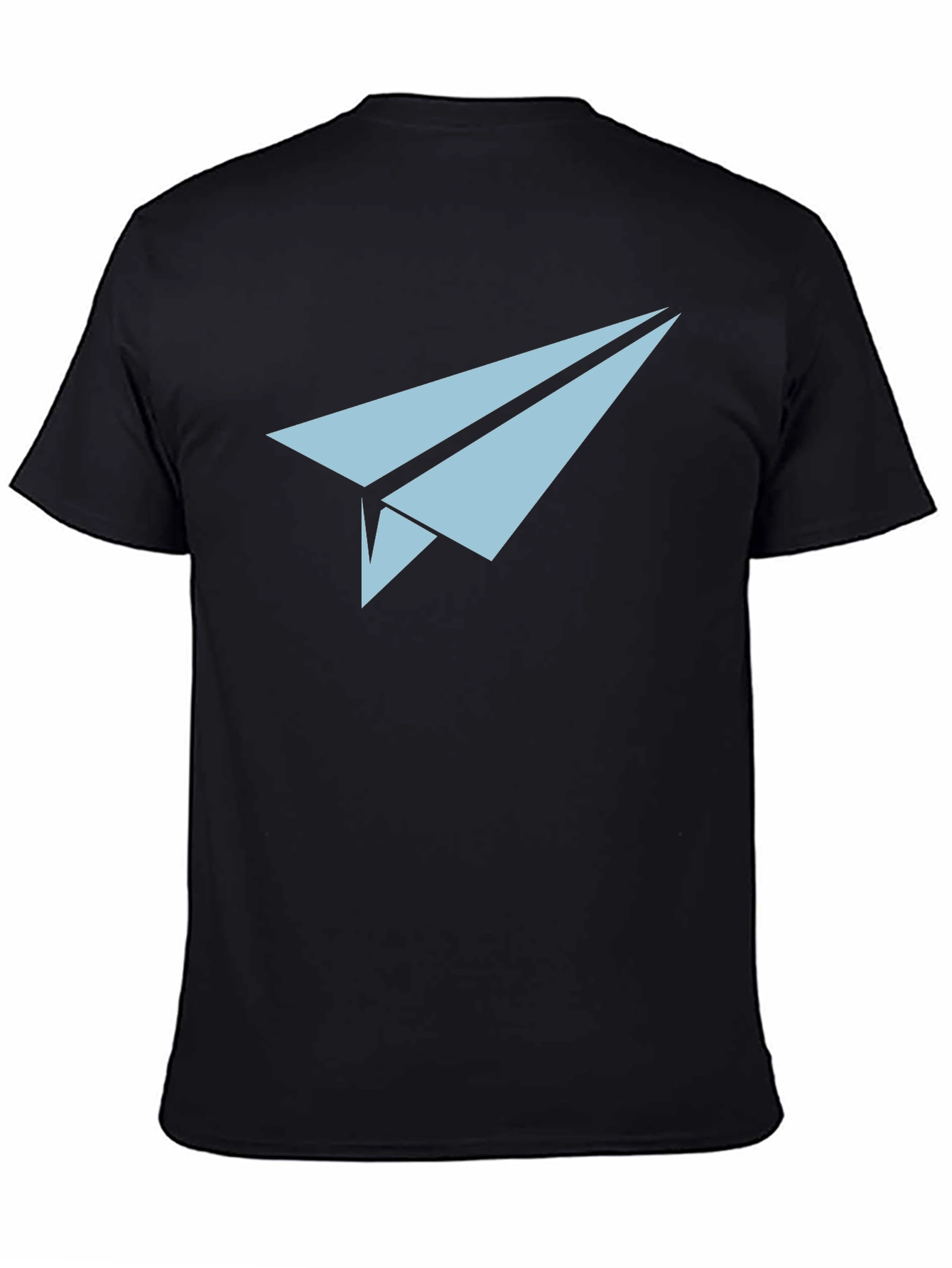 Paper Airplane Graphic Tee - Black Cotton Casual Top