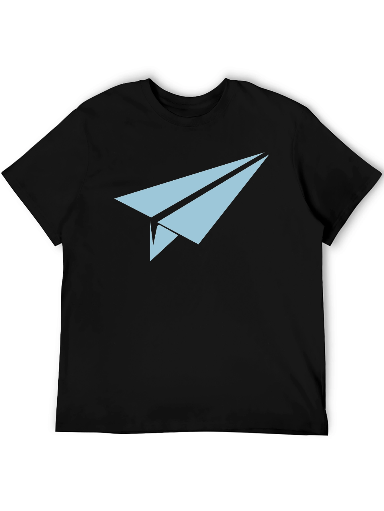Paper Airplane Graphic Tee - Black Cotton Casual Top