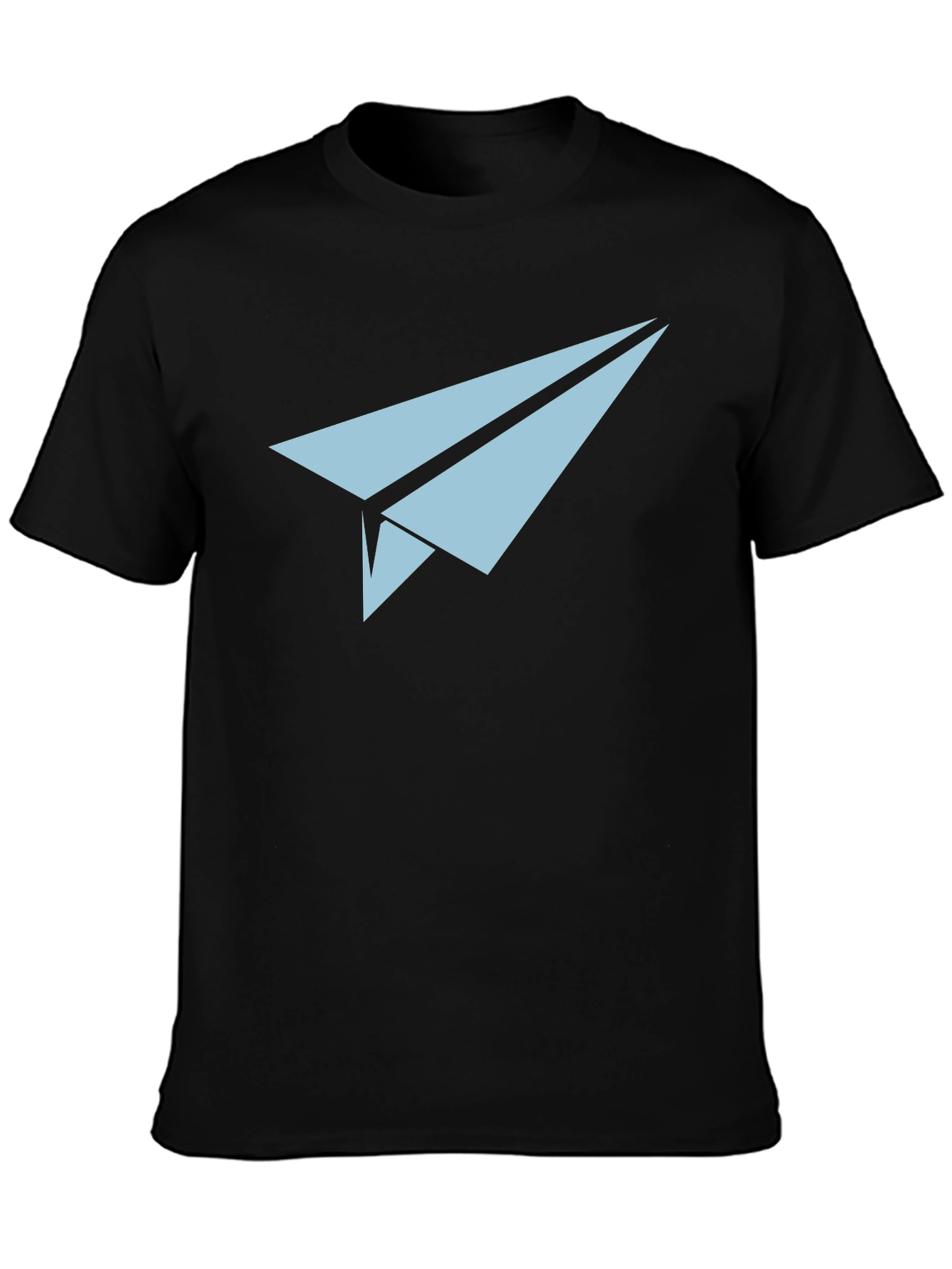 Paper Airplane Graphic Tee - Black Cotton Casual Top