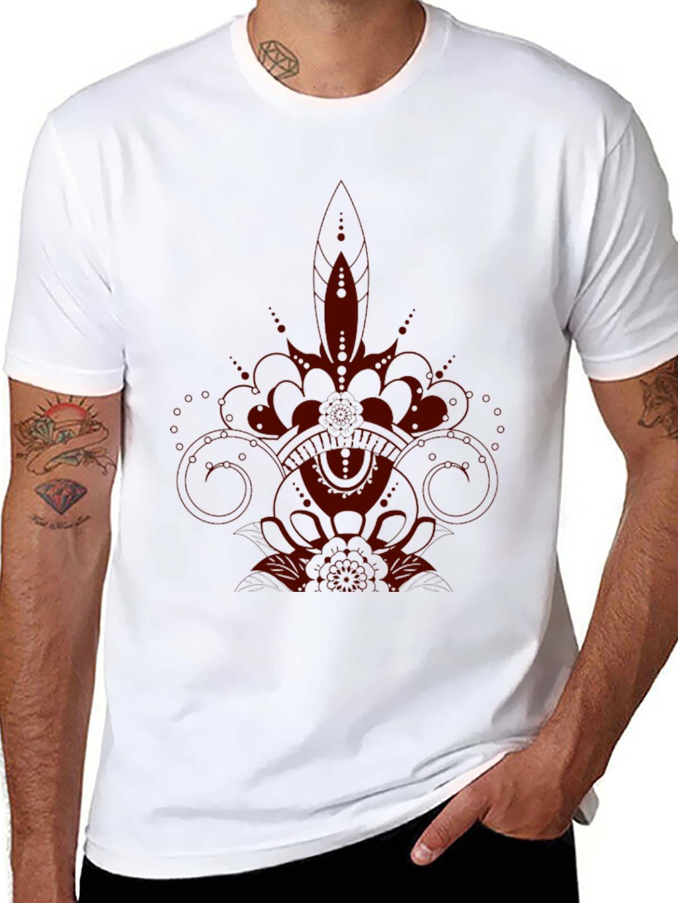 Dark Red Graphic Print Tee