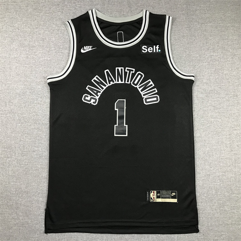 Men's San Antonio Spurs Victor Wembanyama #1 Black 2022/23 Swingman Jerseys - Classic Edition