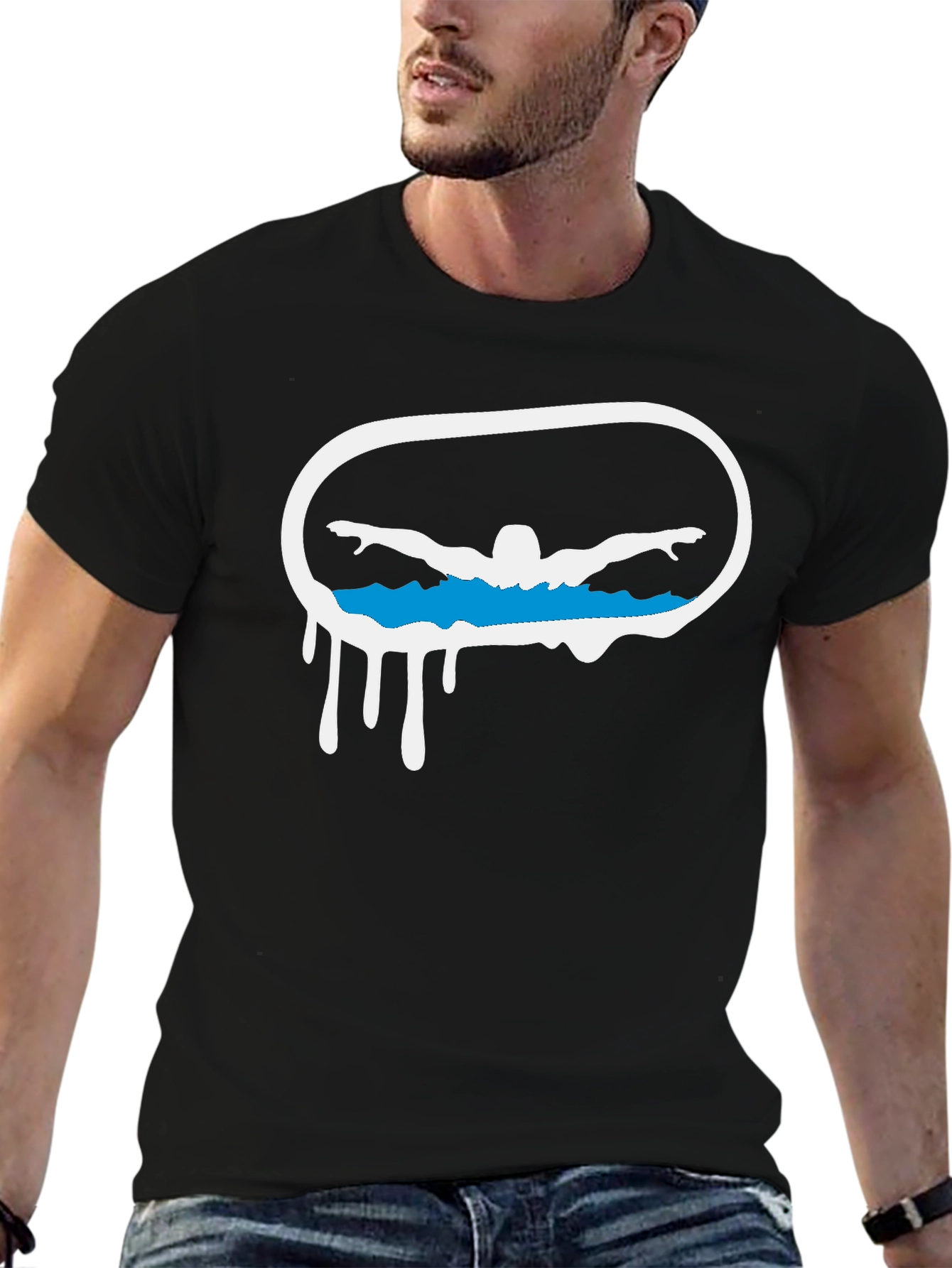 Swimmer Graphic Tee - Black