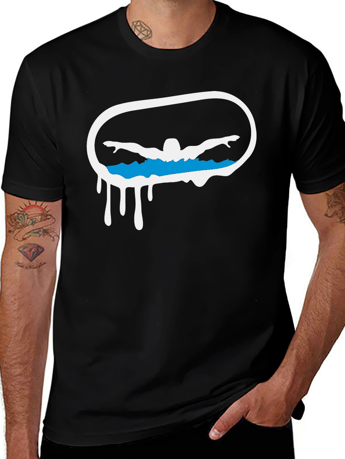 Swimmer Graphic Tee - Black