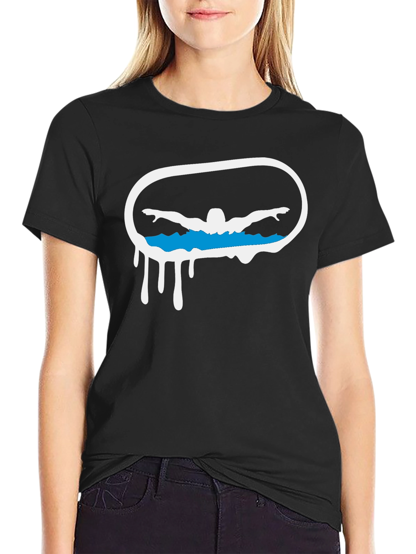 Swimmer Graphic Tee - Black