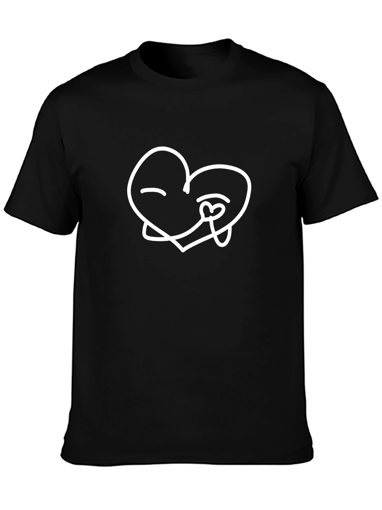 Cute Heart Hug Graphic Black T-Shirt