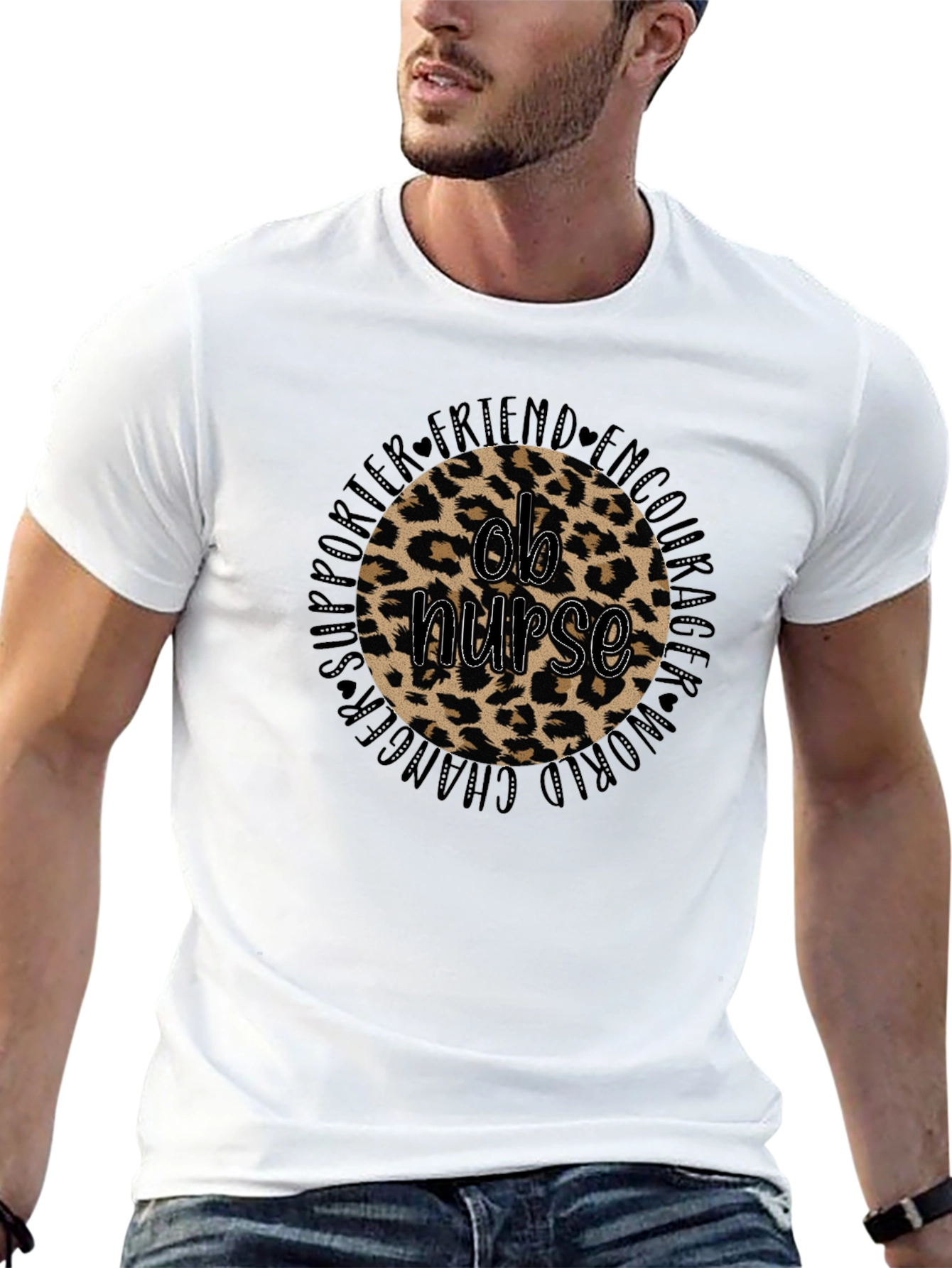 Leopard Print Ob Nurse Black Tee