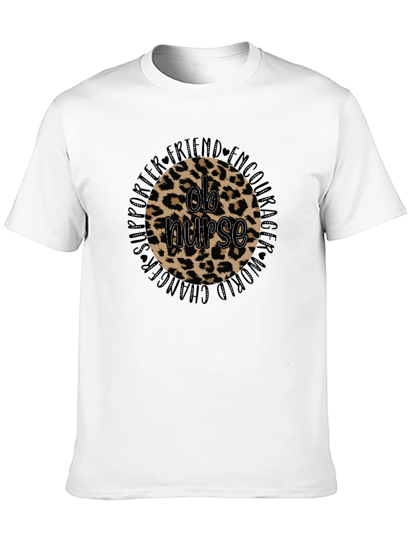 Leopard Print Ob Nurse Black Tee