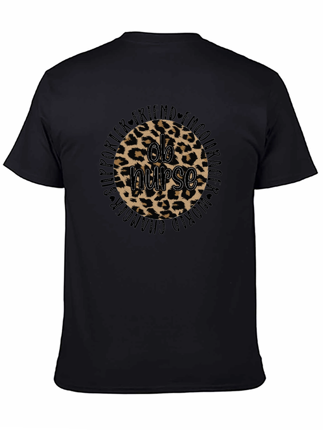 Leopard Print Ob Nurse Black Tee