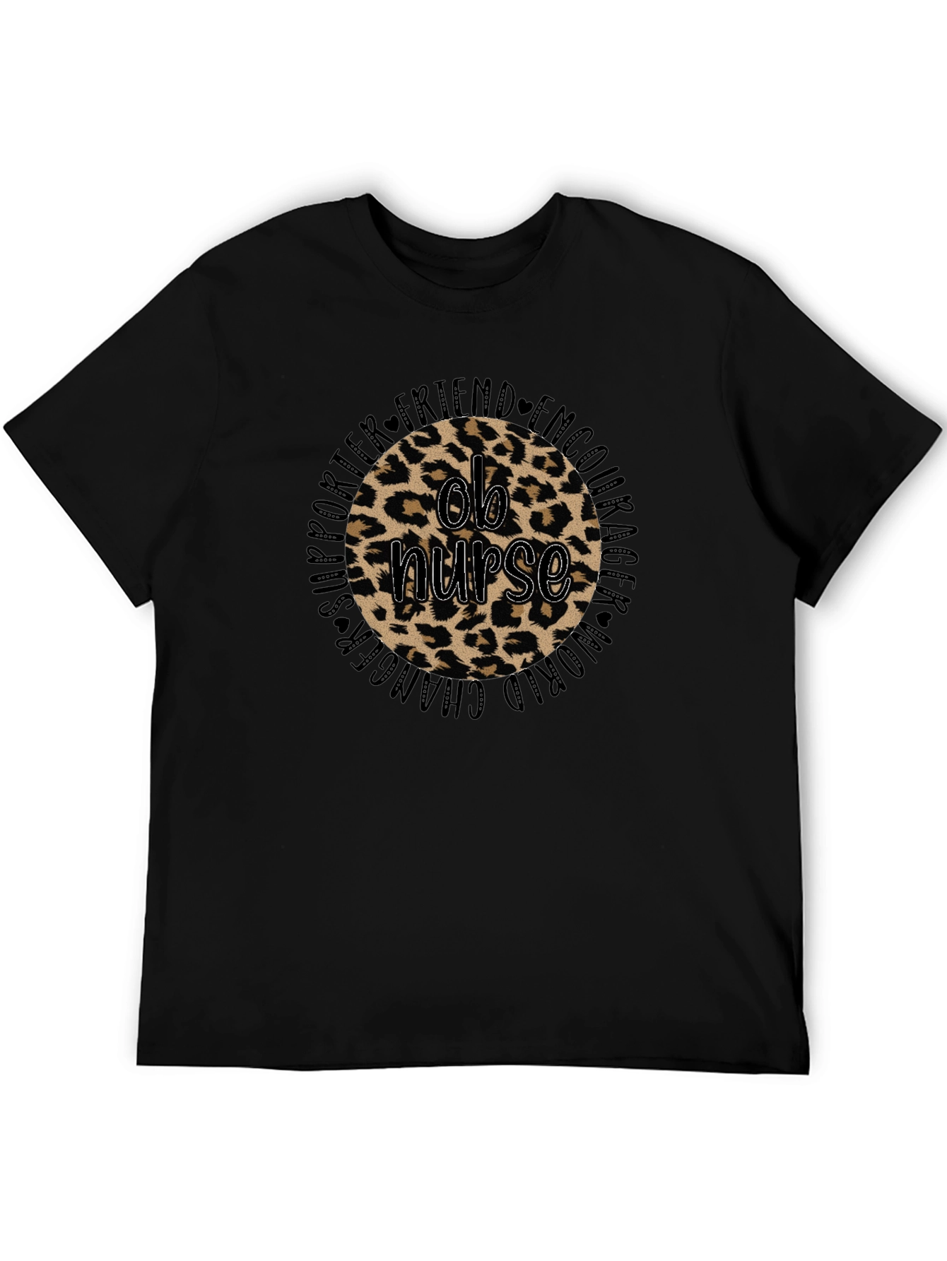 Leopard Print Ob Nurse Black Tee
