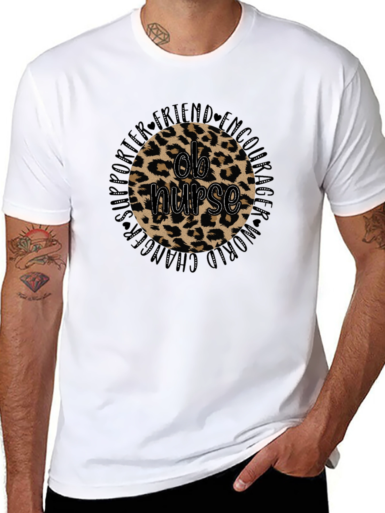 Leopard Print Ob Nurse Black Tee