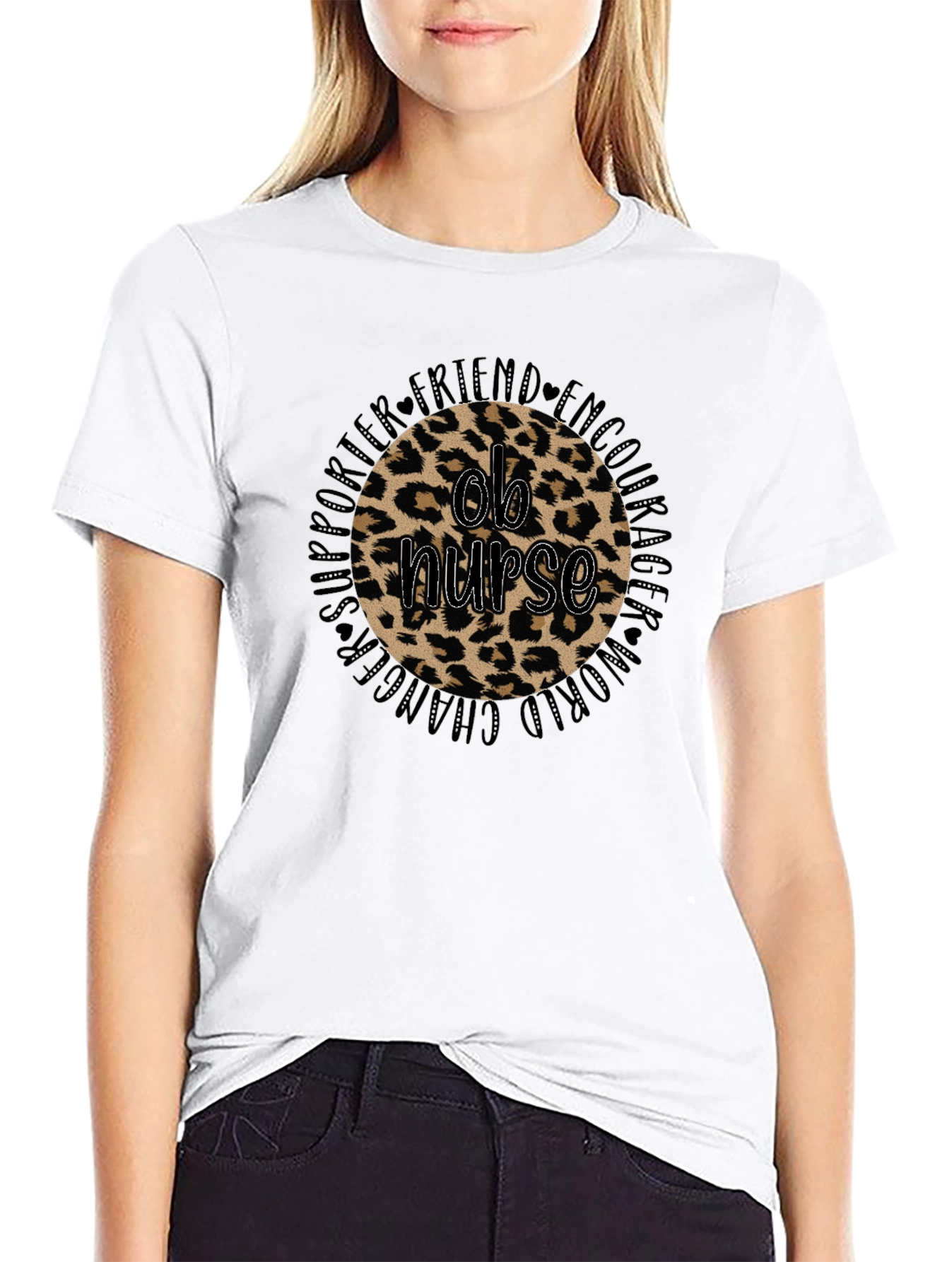 Leopard Print Ob Nurse Black Tee