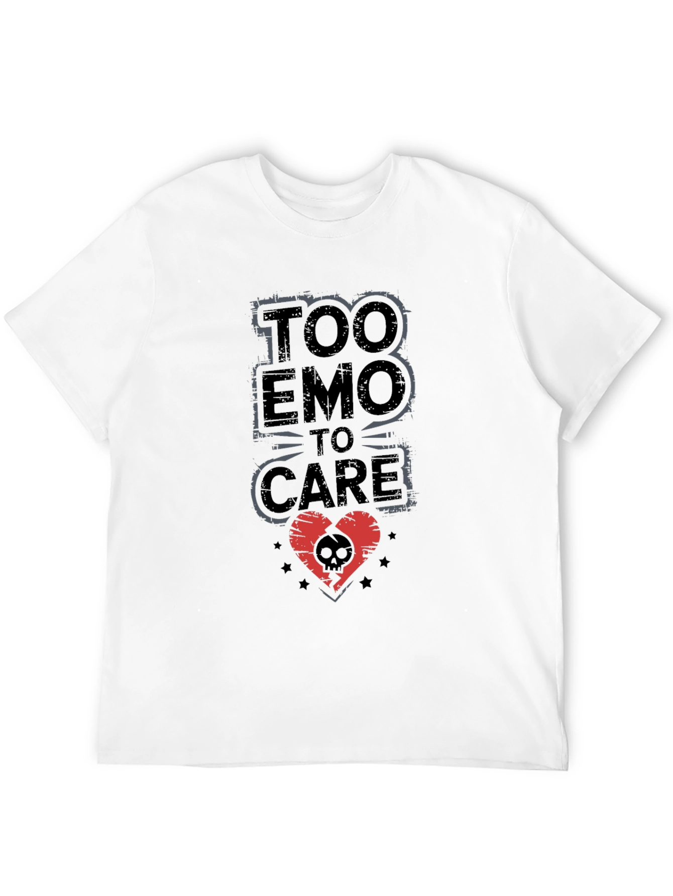 Too Emo To Care Black Graphic Tee