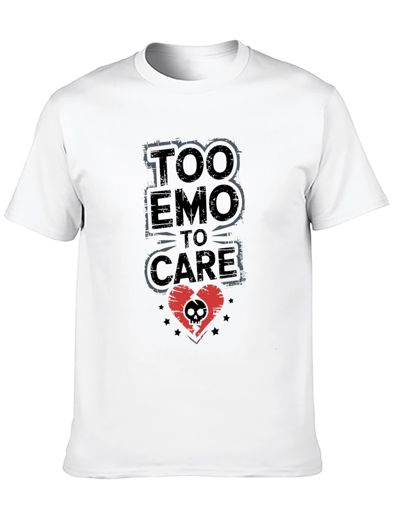 Too Emo To Care Black Graphic Tee