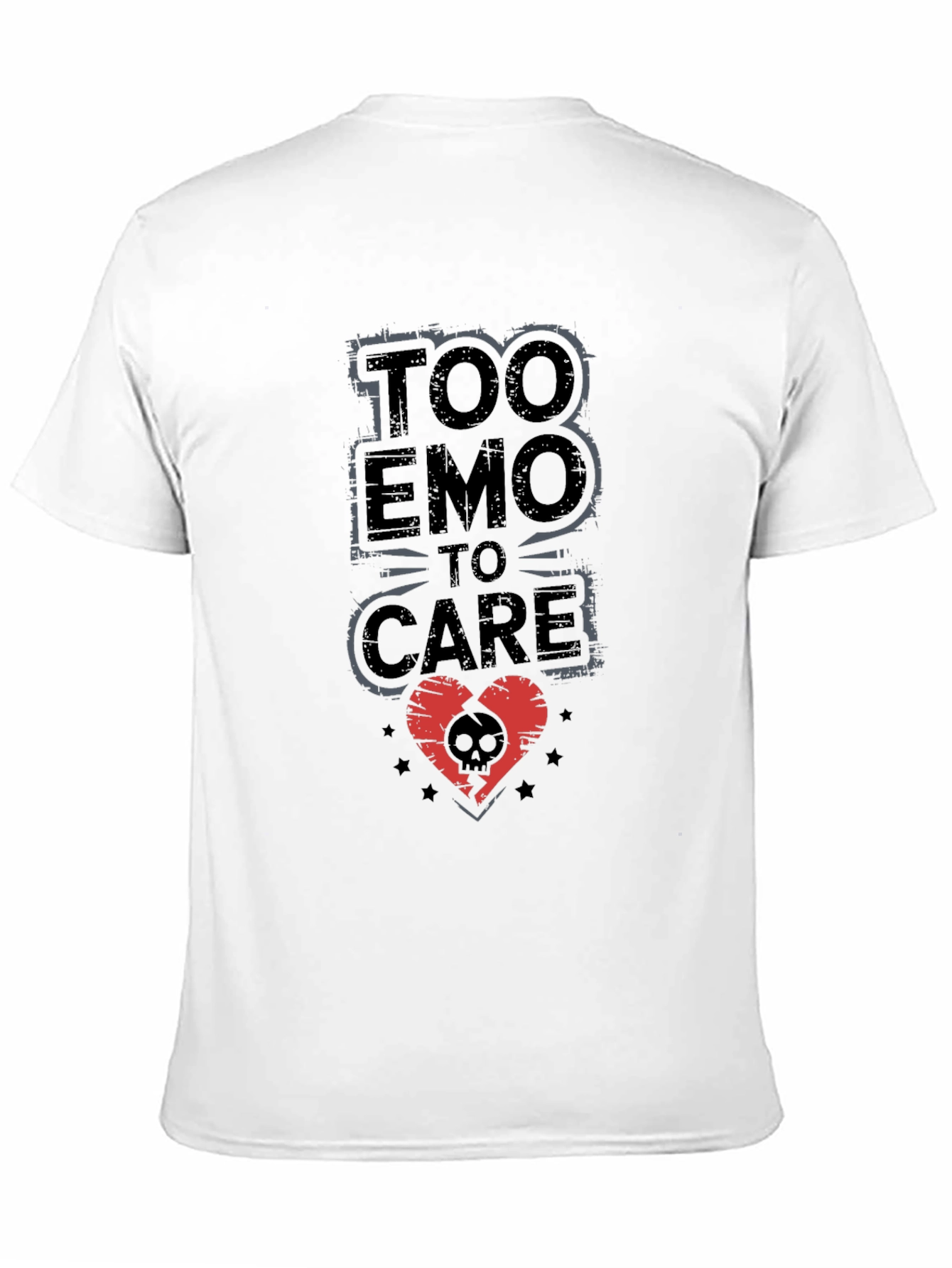 Too Emo To Care Black Graphic Tee