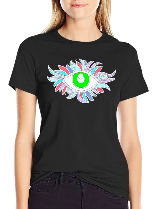 Eye-Catching Graphic Tee - Black Cotton Blend
