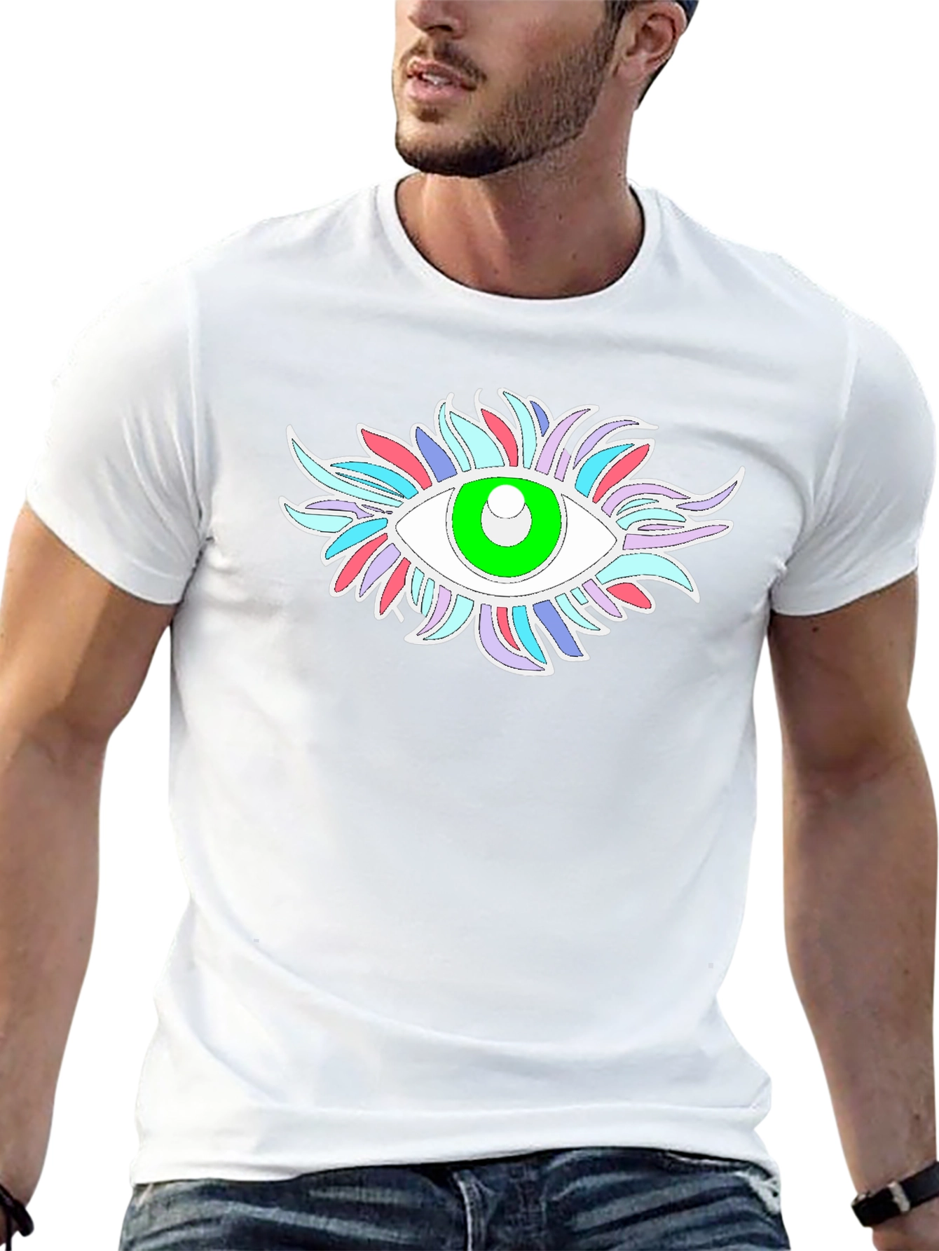Eye-Catching Graphic Tee - Black Cotton Blend