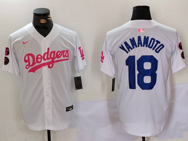 Men's Los Angeles Dodgers Yoshinobu Yamamoto #18 White Limited Game Player Jerseys