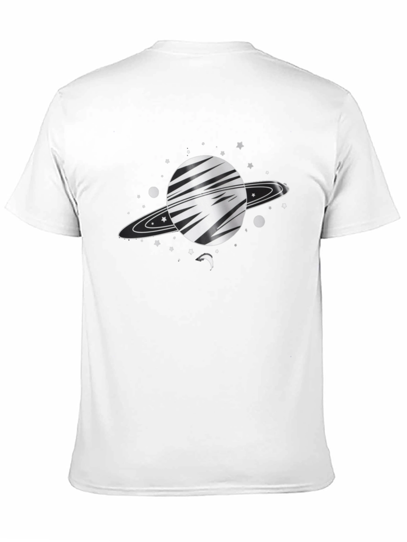 Space Saturn Graphic Tee - Black Cotton Blend