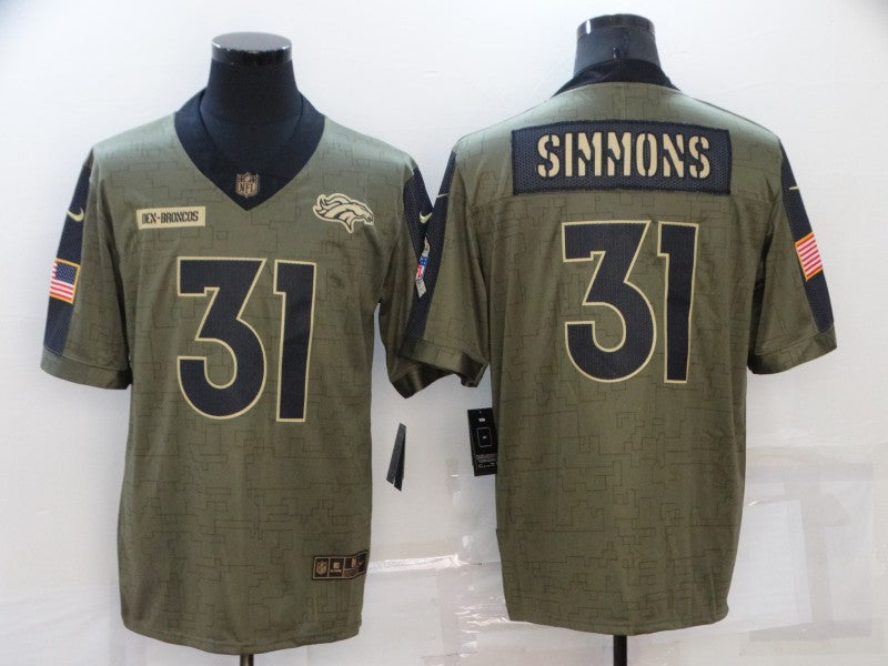 Men's Denver Broncos Justin Simmons #31 Brown Game Jerseys