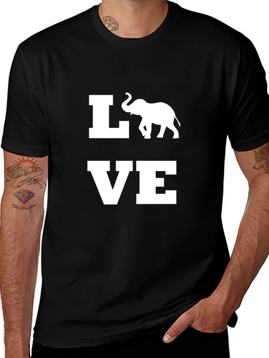 Elephant Love Graphic T-Shirt - Black