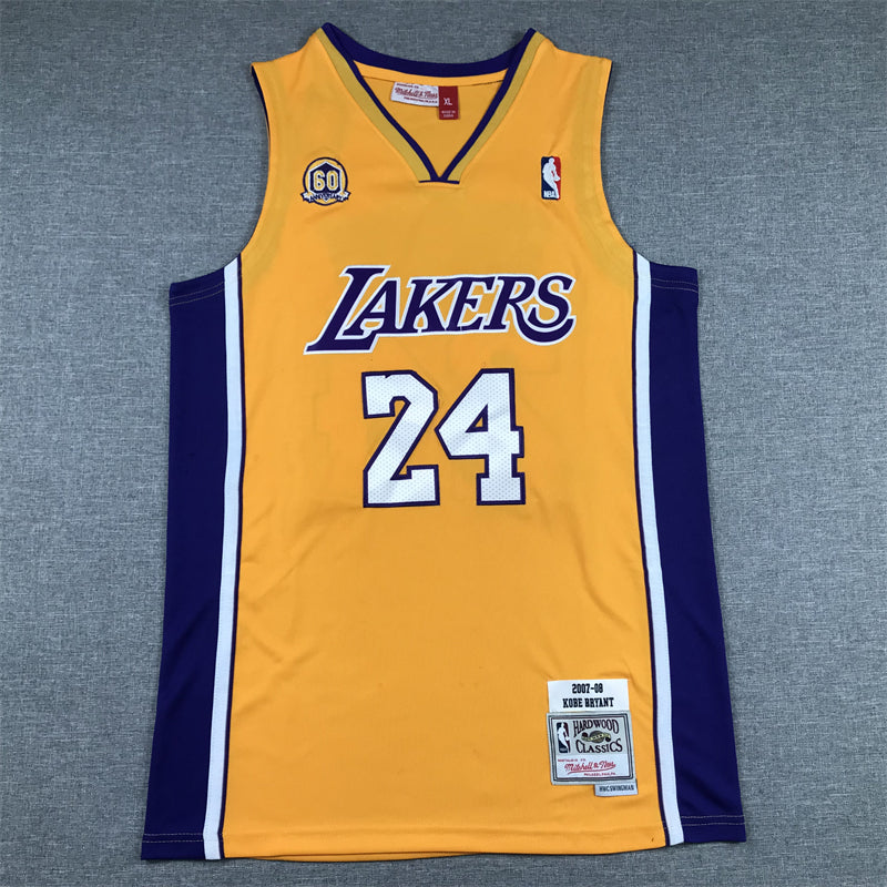 Men's Los Angeles Lakers Kobe Bryant #24 Gold 2007-08 Hardwood Classics Swingman Jerseys