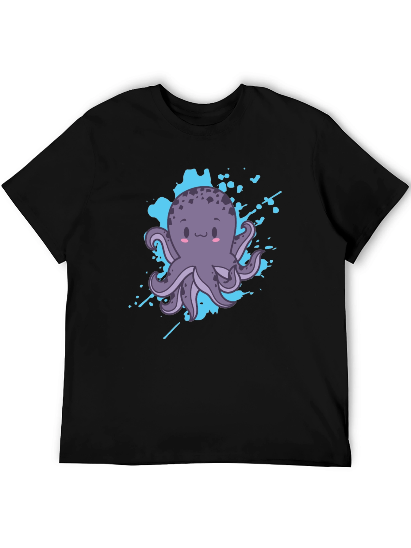 Cute Octopus Graphic Tee - Black Cotton T-Shirt
