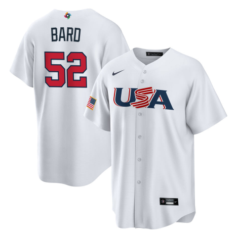 Men's 2023 World Baseball Classic #52 Daniel Bard USA White Jerseys