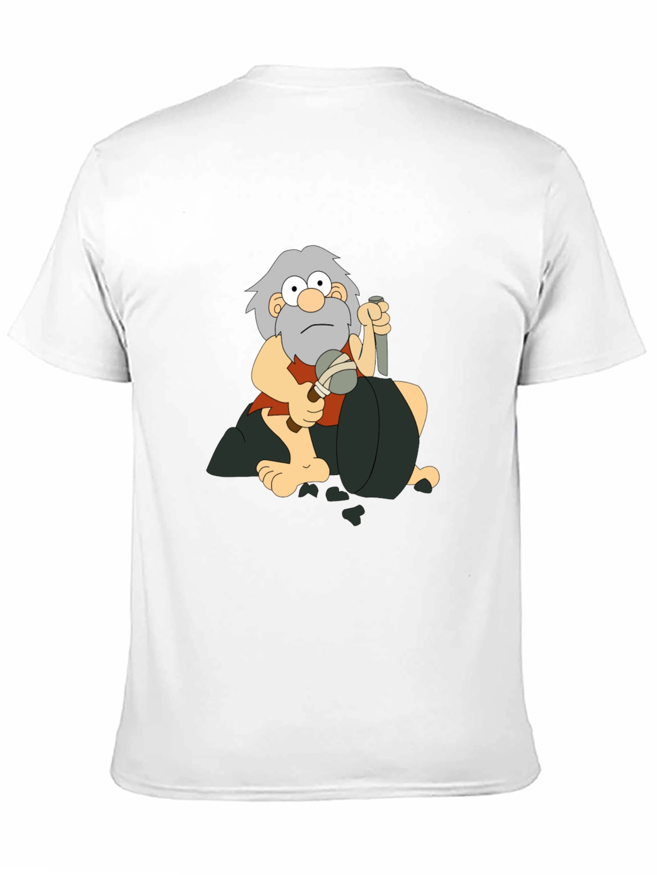 Caveman Cartoon Graphic T-Shirt - Black