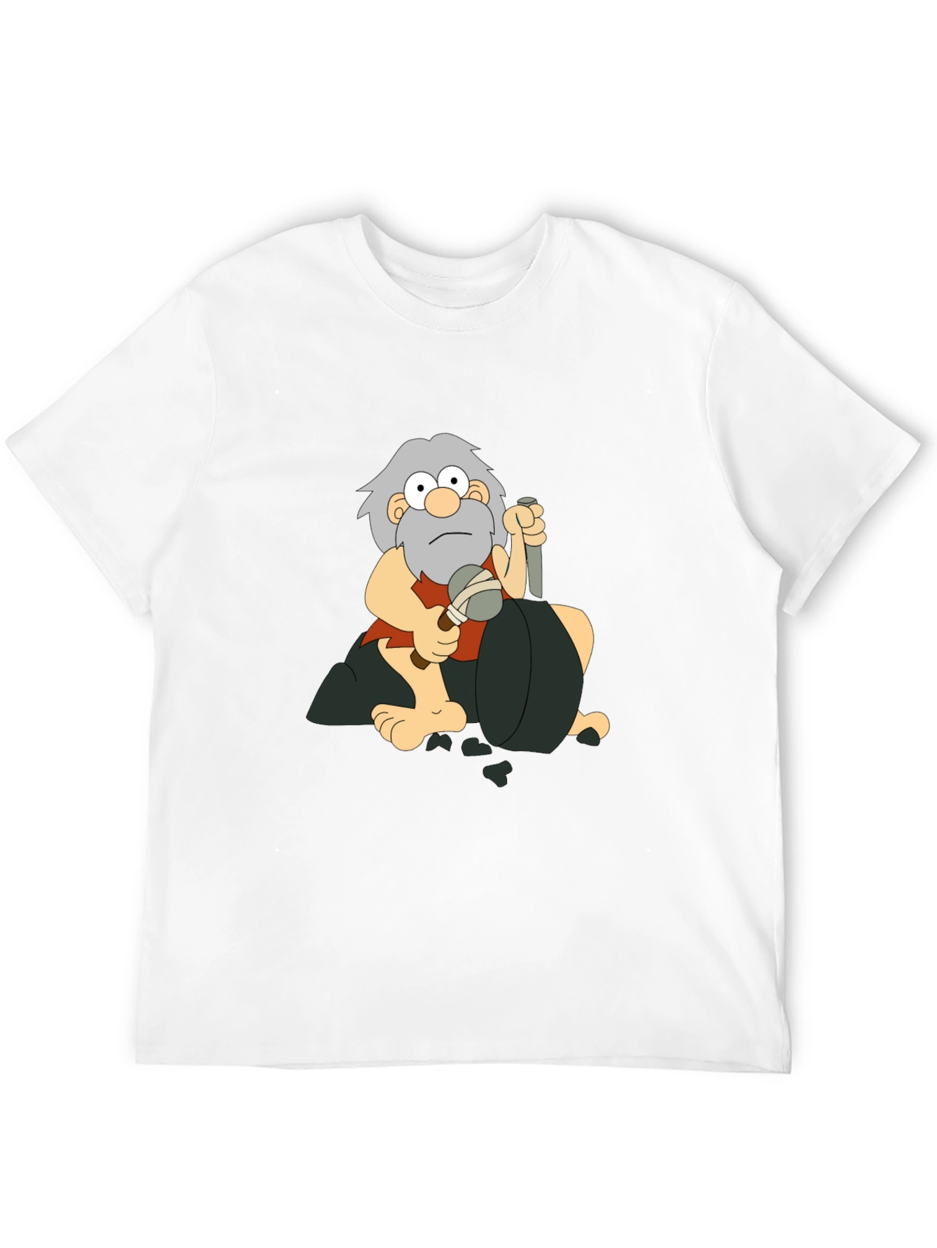 Caveman Cartoon Graphic T-Shirt - Black