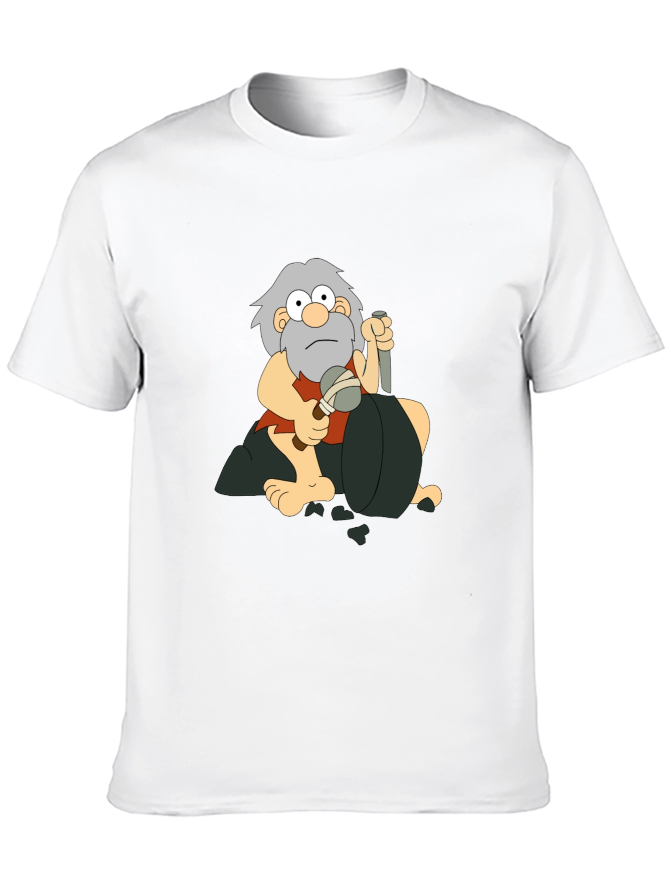 Caveman Cartoon Graphic T-Shirt - Black