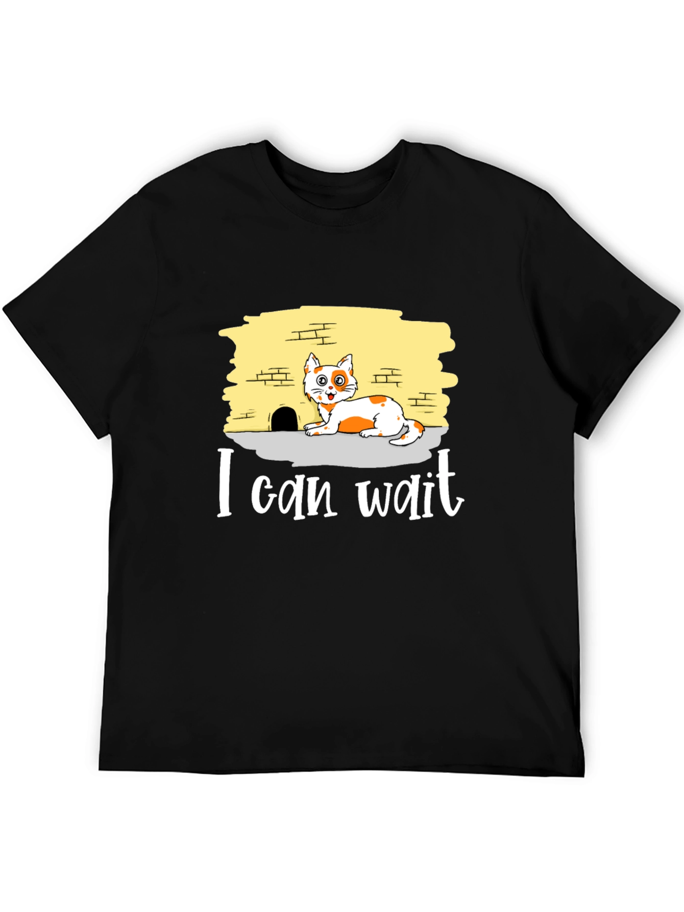 I Can Wait Cat Graphic Tee - Black