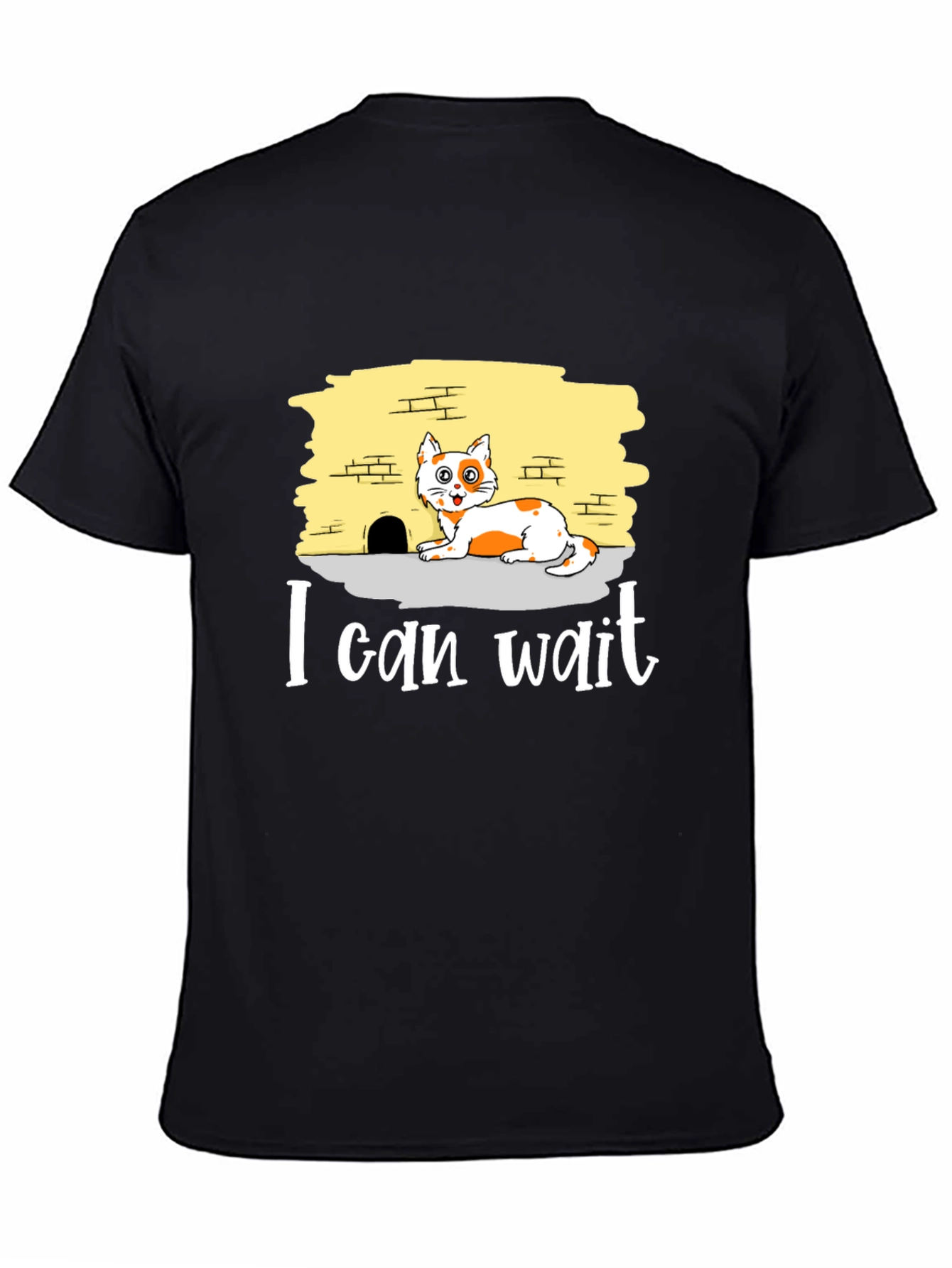 I Can Wait Cat Graphic Tee - Black