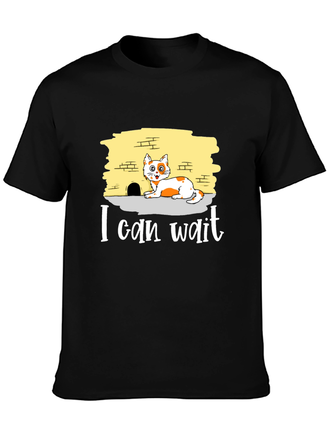 I Can Wait Cat Graphic Tee - Black