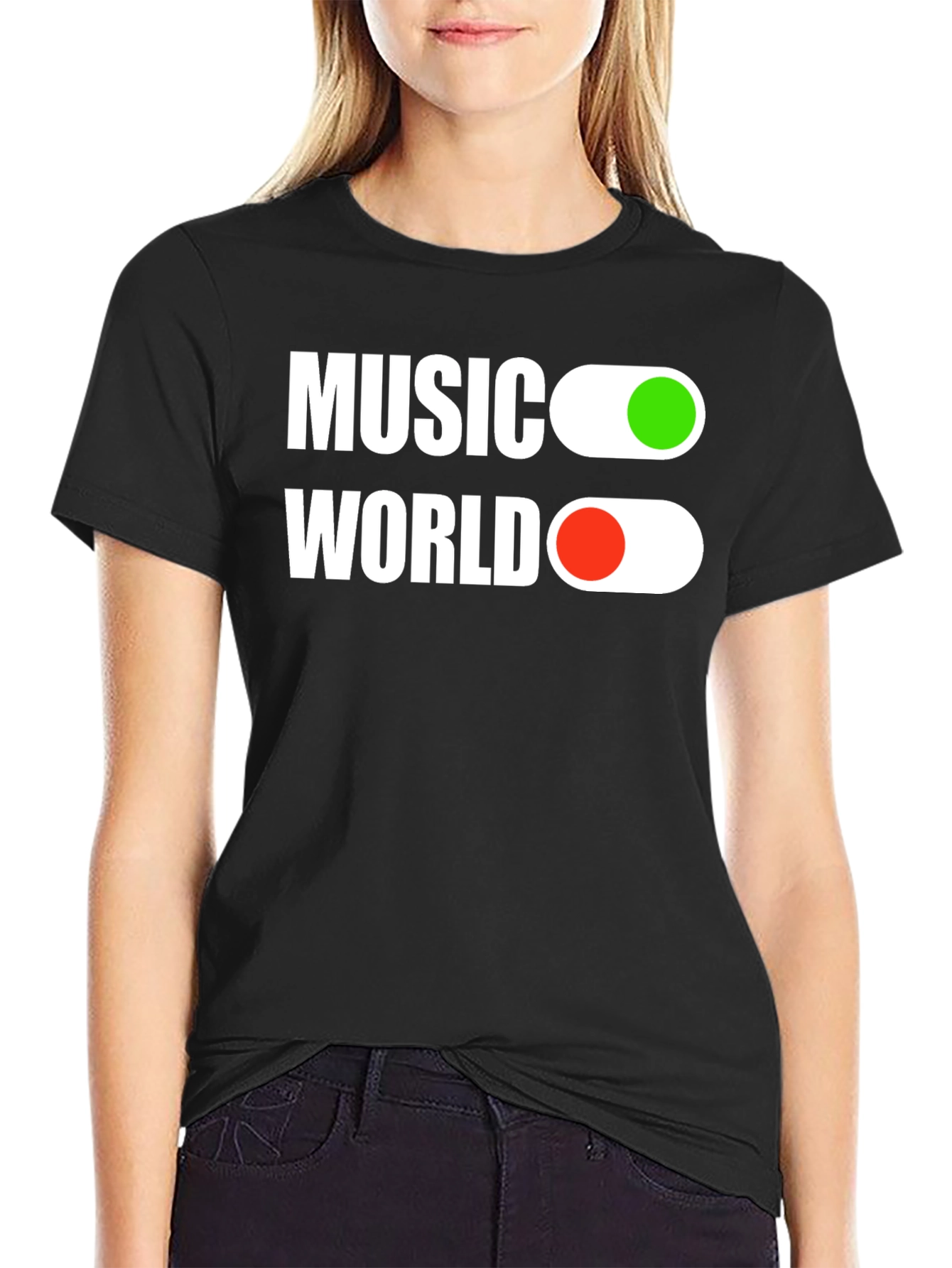 Music World On/Off Black T-Shirt