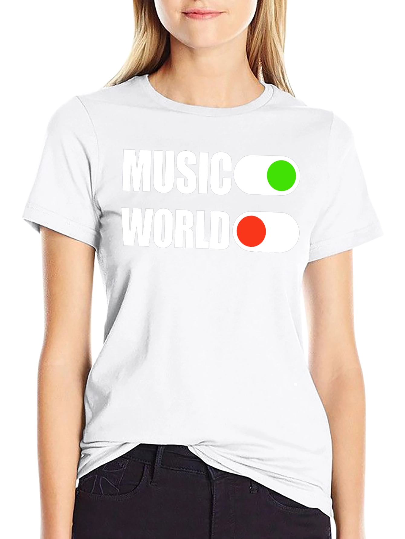 Music World On/Off Black T-Shirt