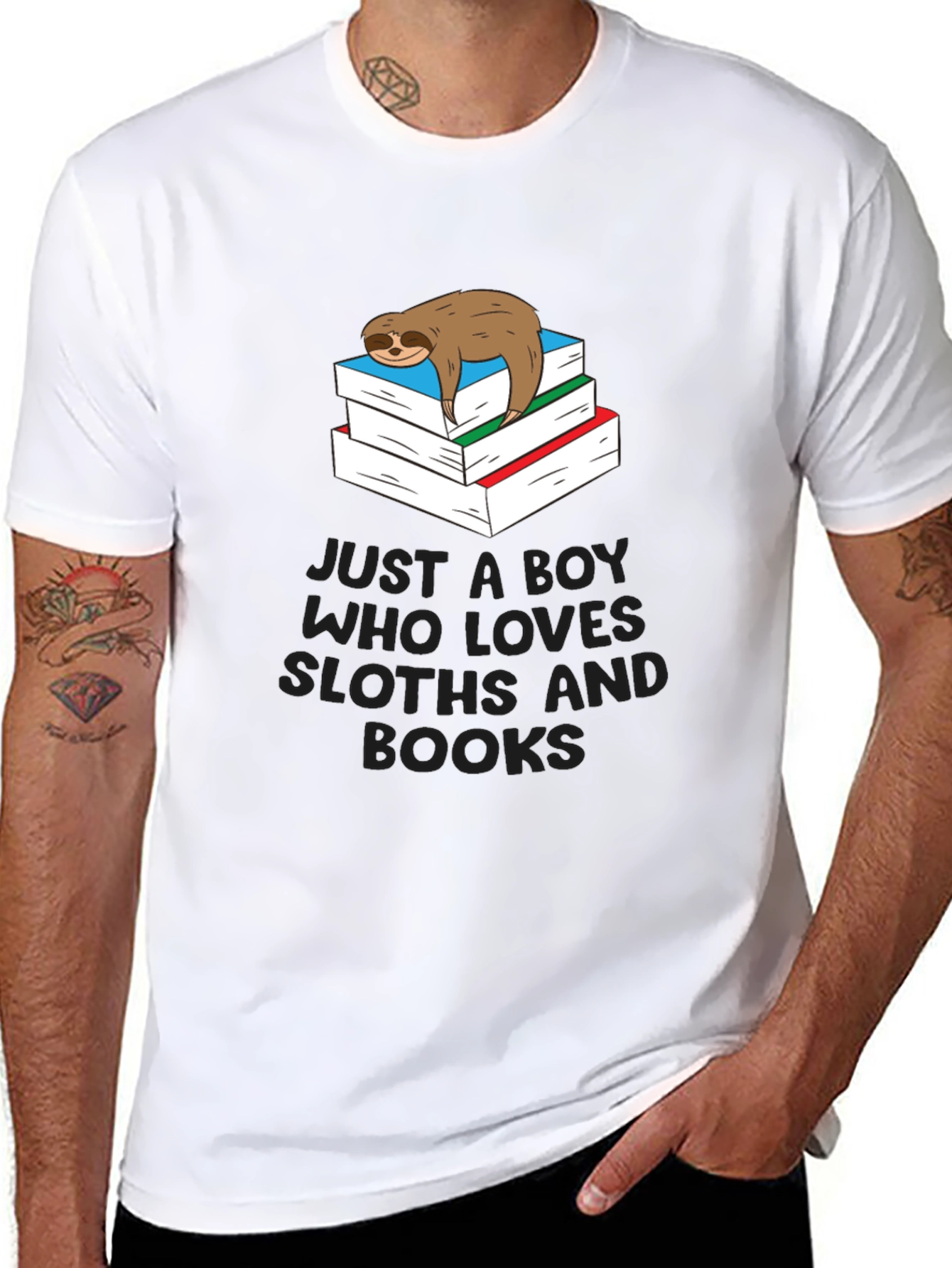 Sloth & Books Graphic T-Shirt - Comfy Casual Tee