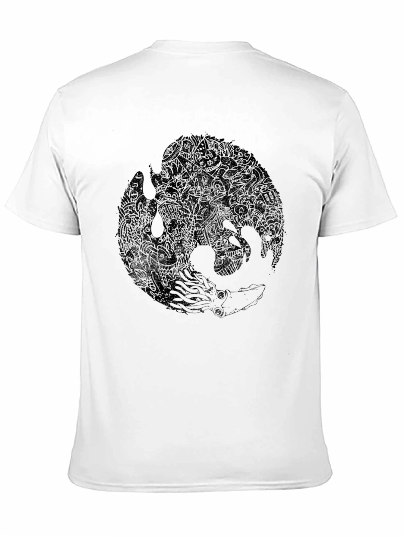 Mens Black Graphic Tee - Octopus & Phoenix