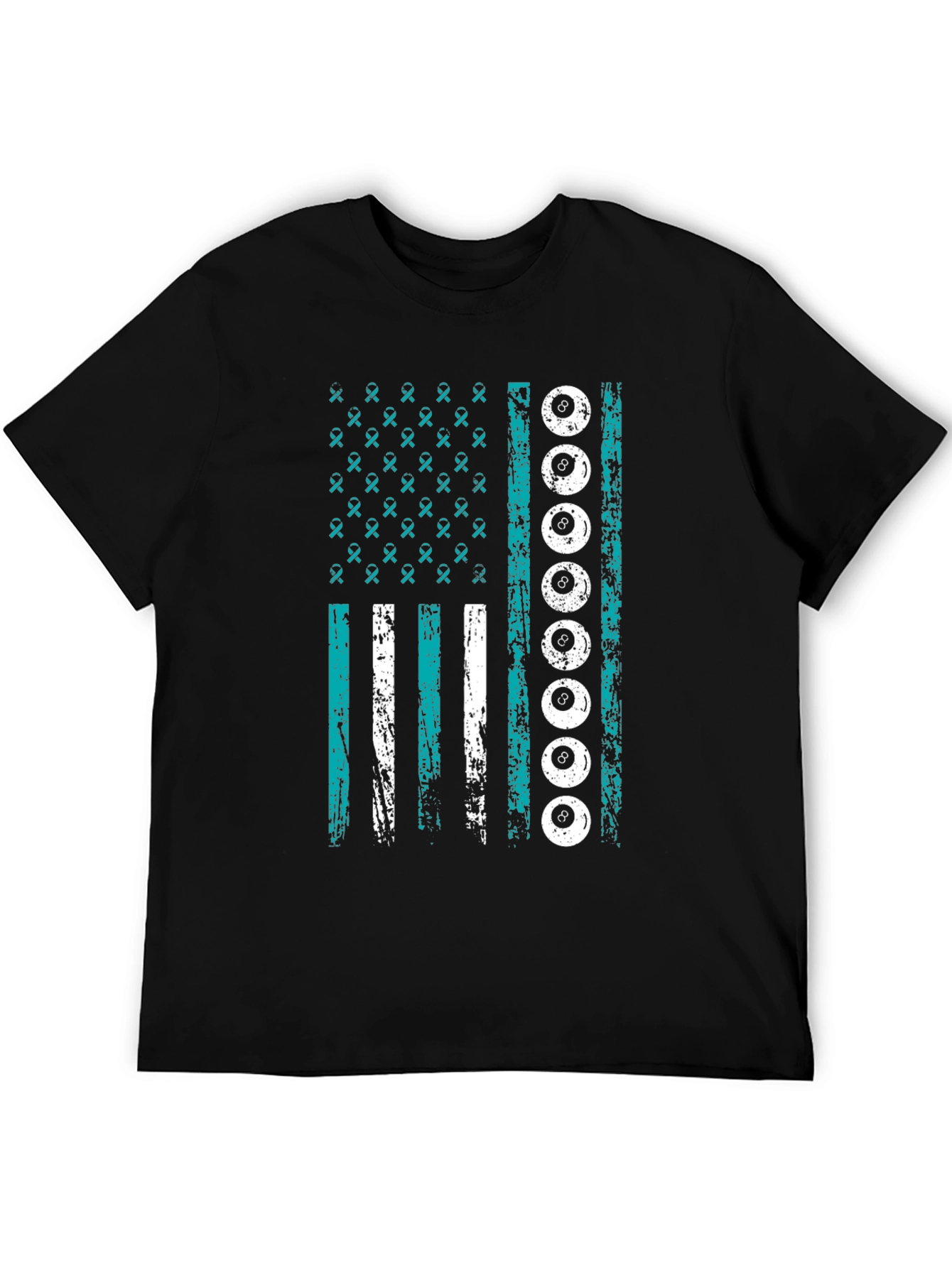 Pool Billiards Awareness Ribbon Flag T-Shirt